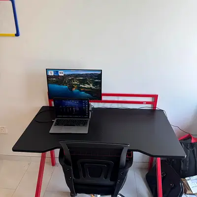 Black Study Desk with Red Frame