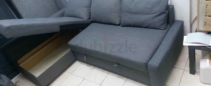 IKEA L shap Sofa store cum bed you can fix the storage lift or Right any side you want is available