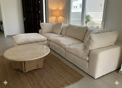 Premium quality marina home feather 🪶 filled modular sofa with ottoman