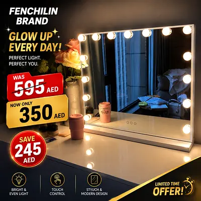 LED FENCHILIN Hollywood Vanity Mirror with Lights - White, Tabletop