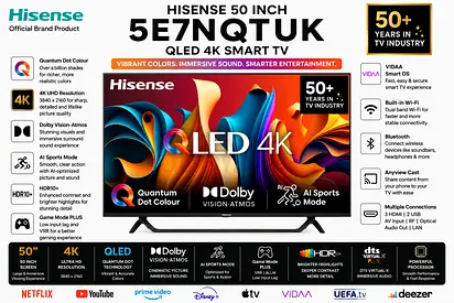 Hisense 55-inch QLED 4K Smart TV - Model 5E7NQTUK