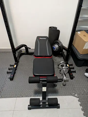 Adjustable Home Weight Bench with Dumbbells and Rack