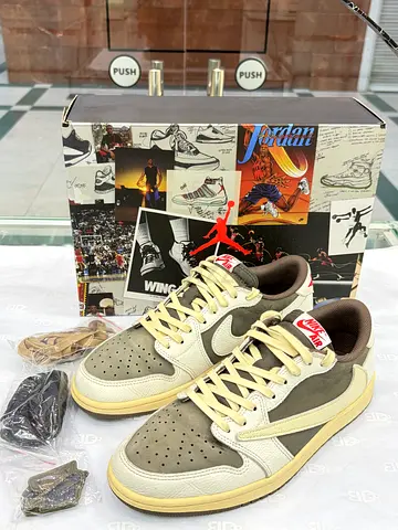 Used Nike Air Jordan 1 Low Travis Scott-style sneakers, size not specified