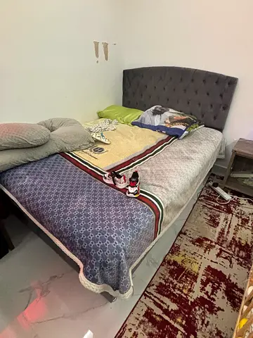 Used Single Bed with Padded Headboard in Good Condition