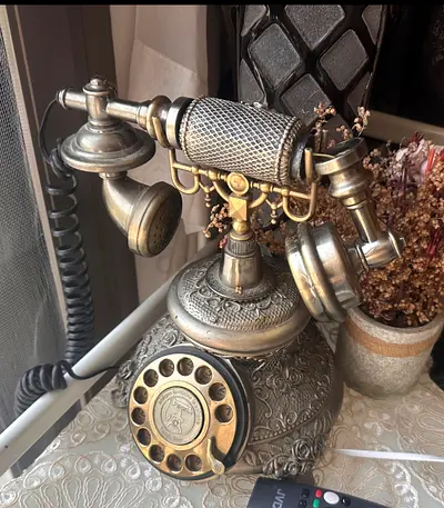 Vintage Ornate Brass Rotary Telephone - Decorative Collectible