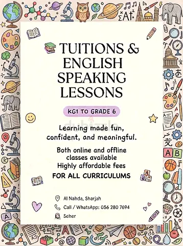 Tuitions and english speaking lessons for students both online and offline + Highly affordable!!