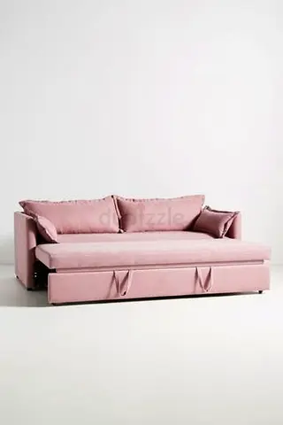 Pink Convertible Sofa Bed with Under-Seat Storage