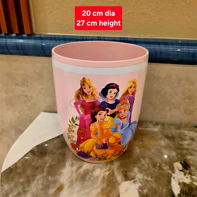 Pink Disney Princess Small Trash Bin / Wastebasket - 20cm x 27cm. Unbreakable. Ideal For Kids Room.
