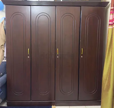 Large Dark Wood 4-Door Wardrobe / Armoire - Good Condition
