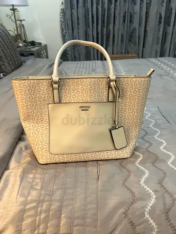 Beige Guess Monogram Tote Bag - Good Condition