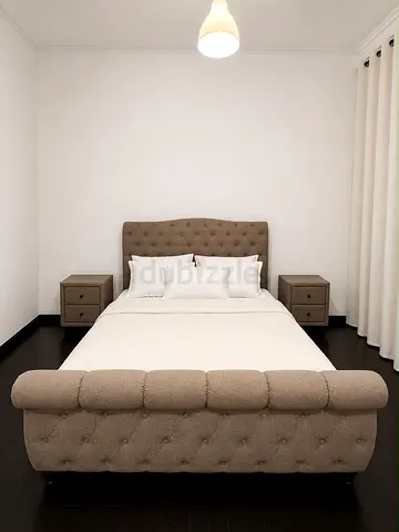 Tufted Fabric Bed Frame with Matching Nightstands