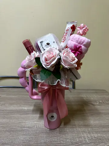 Handmade Pink Self-Care Gift Bouquet with Tumbler