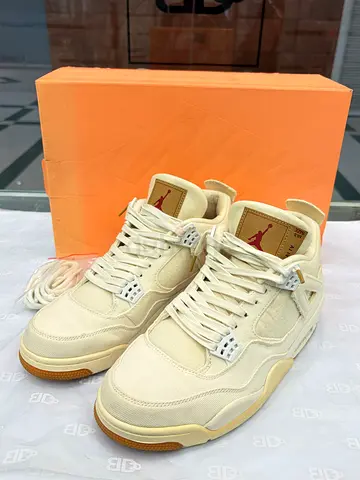 Beige Air Jordan 4 Retro Sneakers - Size Unknown, Good Condition