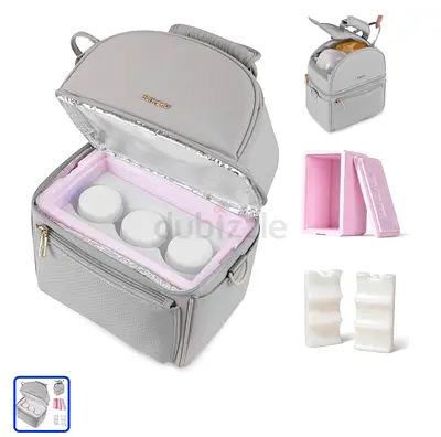 Insulated Baby Bottle Cooler Backpack with Ice Inserts — Gray