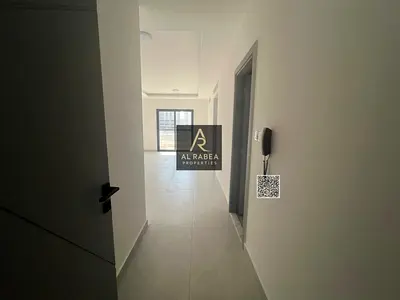 Apartment for annual rent in Ajman, Al Jurf 3, first occupancy, two bedrooms, living room, three bathrooms, and laundry room.