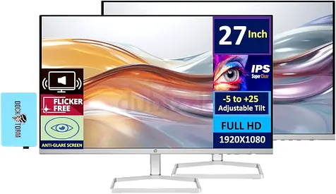 HP 27 Inch IPS Monitor Full HD Slim 75Hz (Hdmi, VGA) Flicker Free Bezel Less