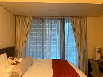 Self Pickup 31jul | Light Beige Floor-to-Ceiling Curtains with Sheer Panels : 2.8m height 2.4m