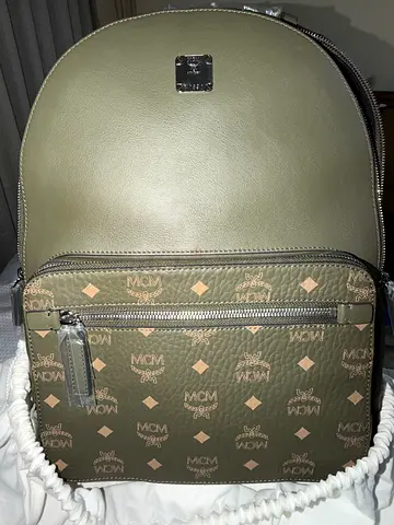 MCM Olive Green Logo Canvas Backpack - Brand New