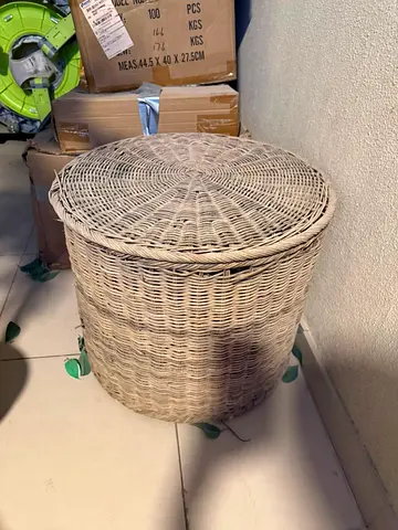 Round Rattan Wicker Laundry Basket / Storage Hamper with Lid