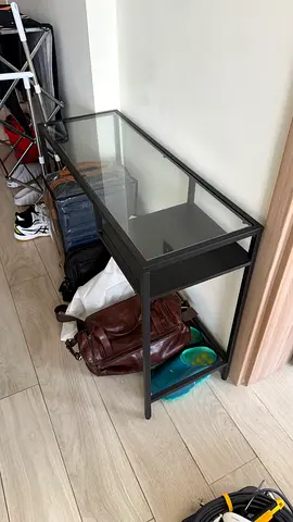 IKEA VITTSJÖ laptop table - black-brown/glass, 100x36 cm in perfect condition