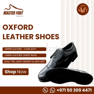 Mens Black Oxford Leather Shoes - EU Size 39 to 47 Available, Good Condition.