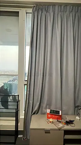 3 pieces Light grey blackout curtains, single panel set — good condition