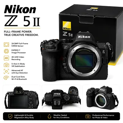 Nikon Z5 II full-frame mirrorless camera body - excellent condition.