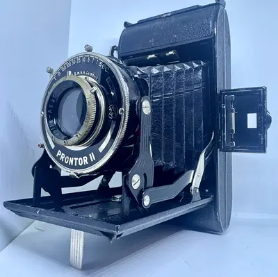 Vintage Folding Bellows Camera with Prontor II Shutter - Collectible Film Camera