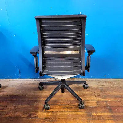 .Steelcase Think Office Chair, Contemporary Style, Black, Aluminum, Integrated LiveBack System