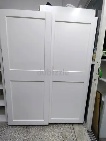 Pair of White Sliding Wardrobe Doors - 2 Panels, Ready to Install