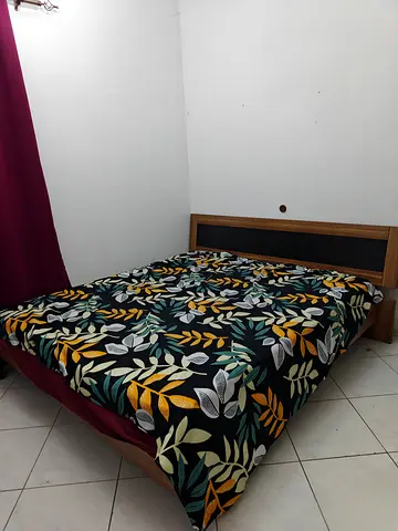 Wooden King Bed with Headboard and Matress Good Condition