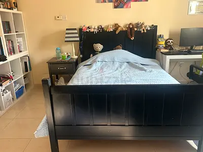 Beautiful Pottery Barn Navy blue Bed and Side table for sale