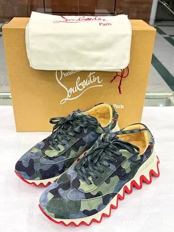 Christian Louboutin Camouflage Low-Top Sneakers with Signature Red Sole