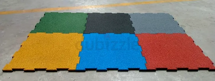 Interlocking Rubber Gym Floor Tiles - 9 Pieces, Multi-Color