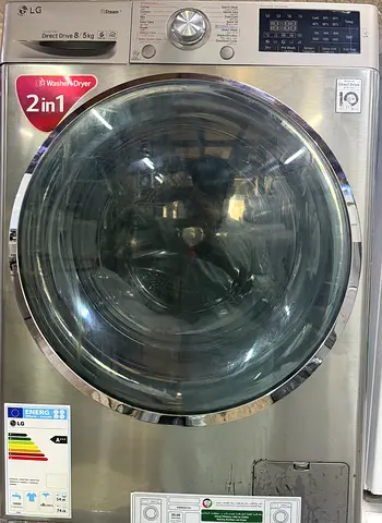 LG 2-in-1 Washer Dryer Front Load — 8kg Wash / 5kg Dry, Stainless Steel