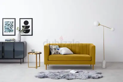 Mustard Yellow 2-Seater Sofa - Modern Compact Design