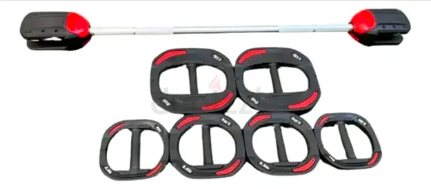Adjustable Les Mills Bar with 6 Resistance Discs - Home Fitness Set