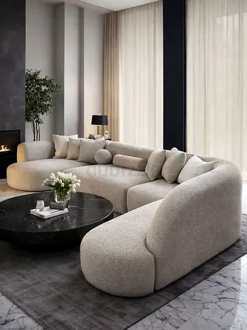 Custom Made L-Shaped Sofa with Chaise - Brand New Luxury Couch