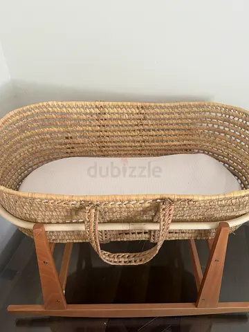 Handwoven Moses Basket with Stand and Mattress - Gently Used