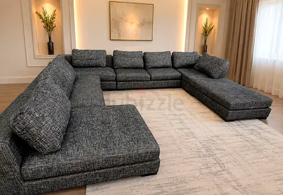 Modern Grey U-Shaped Sectional Sofa