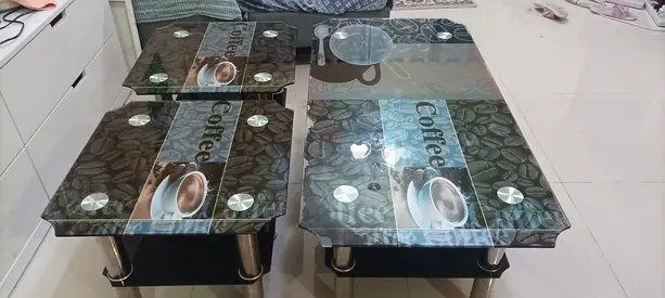 3 PCS FANCY GLASS TABLE