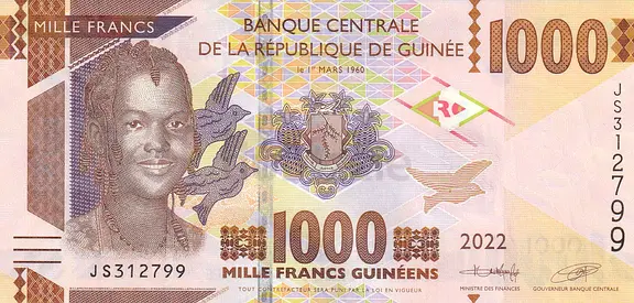 GUINEA 1000 FRANCS BANKNOTE 2022