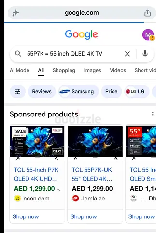 TCL 55 inch Smart LED TV in good working condition price 1150 AED and free delivery to any location