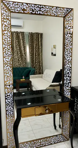 Large Decorative Mirrored Console Table with Drawer