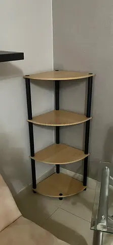 4-tier Corner Shelf Unit - Light Wood  Black ( 2 units)