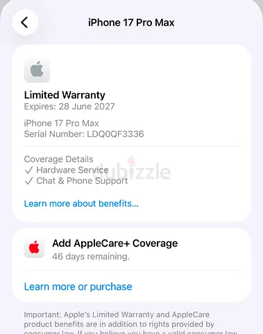 iPhone 17 Pro Max silver TDRA 0cycle