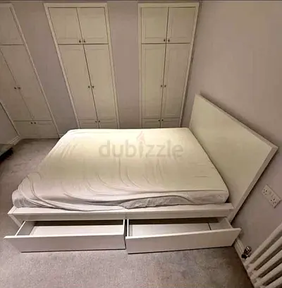 IKEA MALM King Size Bed + 2 Storage Drawers + Mattress
