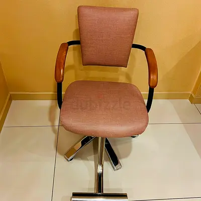Office/Desk Chair with Wooden Armrests and Swivel Base - Good Condition