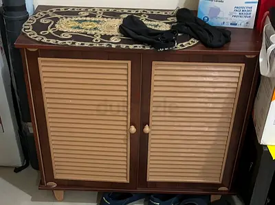 Small Wooden Shoe Cabinet / Storage Cupboard - Two Doors