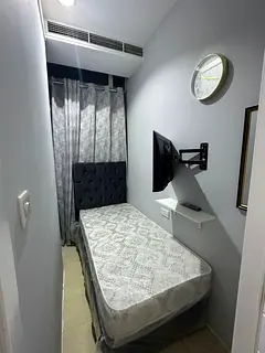 Available soundproof single partition with small balcony smart tv and fridge and in Barsha near MOE